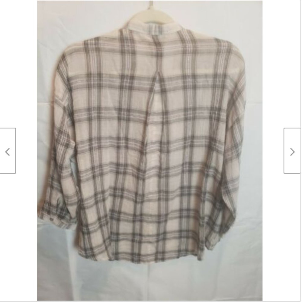 Lucky Brand Plaid Button Front Oversize Top - Picture 5 of 6